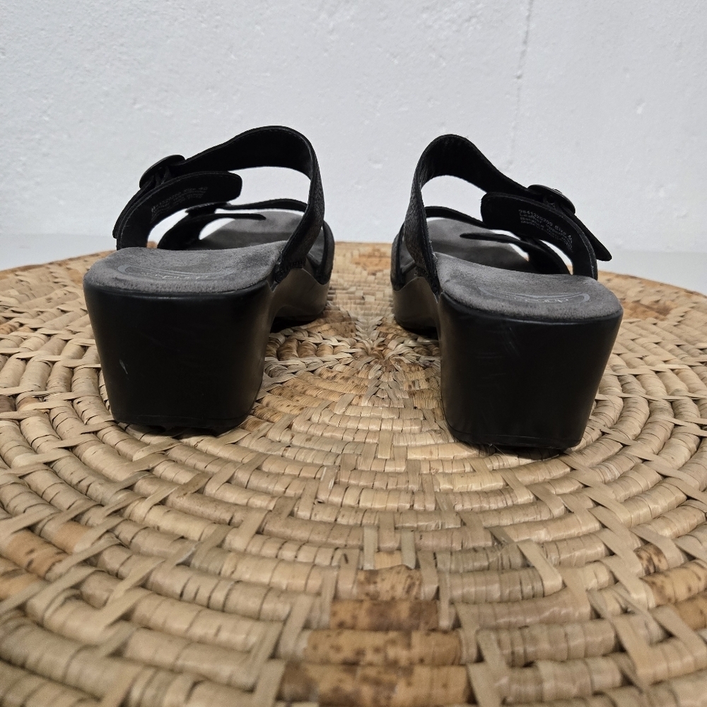 Dankso Black Leather Strappy Slip On Sandals 10-10.5 - Picture 5 of 8